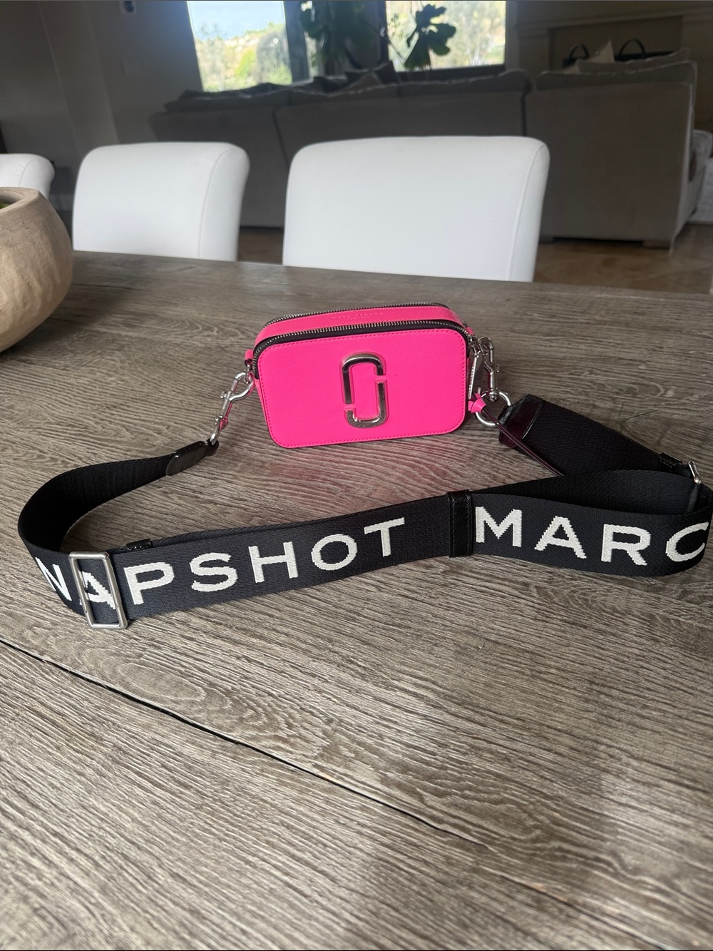 Marc Jacobs Hot Pink Snapshot Camera Bag with Black Strap